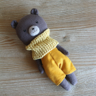 osito de trapo peto pana amarillo | Pepita Calabaza | Oso con peto de pana